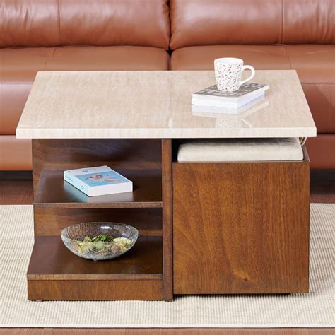 Buy Harmony Sia Faux Marble Top Coffee Table with Storage Stools ...