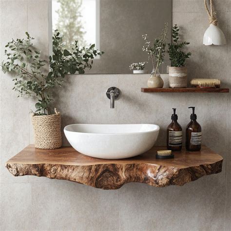 Reclaimed live edge bathroom vanity shelf handmade vanity corner shelf ...