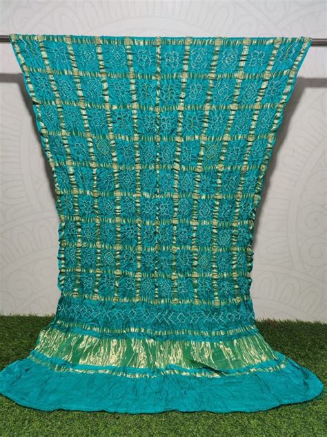 Pure Gaji Silk Bandhani Shaded Gharchola Rama Blue Color Dupatta ...