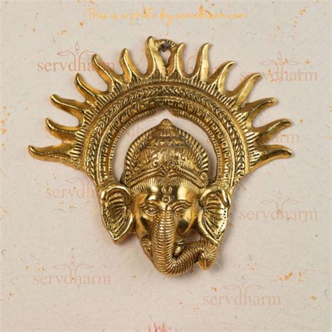 Ganesha With Rising Sun Design For Door/Wall Hanging | 7 inch – ServDharm