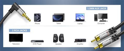 FEDUS 3.5mm to RCA Cable 16.4ft/5M, RCA to 3.5mm Male Audio Adapter ...