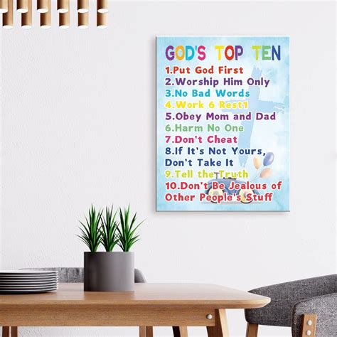 Buy LISTNGBO Bible Verses Wall Art for Kids,God's Top Ten Scripture ...