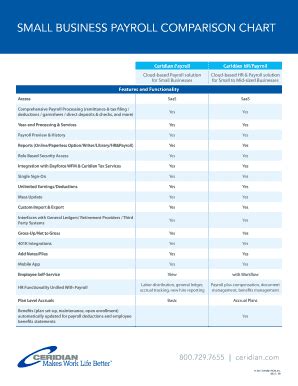 Fillable Online SMALL BUSINESS PAYROLL COMPARISON CHART Fax Email Print ...
