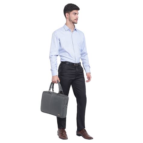 Grey Multi Compartment Laptop Bag Mens