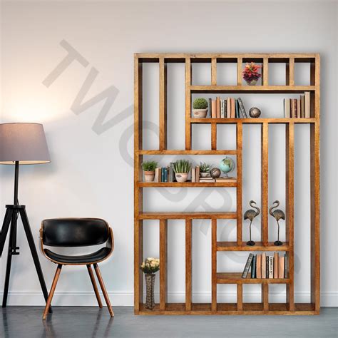 TANWAR HANDICRAFT Solid Wood Book Shelf | Wooden Book Rack with Storage ...
