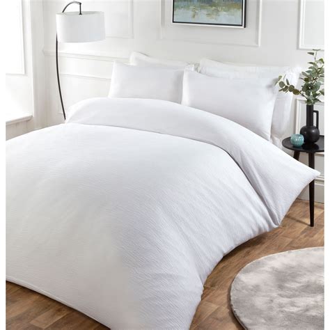 My Home Milan King Size White Textured Duvet Cover Set | Wilko