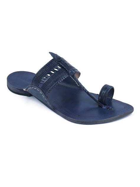 Calm Blue Men Kolhapuri Chappal - Handcrafted Leather Footwear