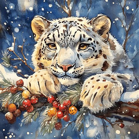 17 Snow Leopard Art Print, Large Square Snow Leopard Poster, Wildlife ...
