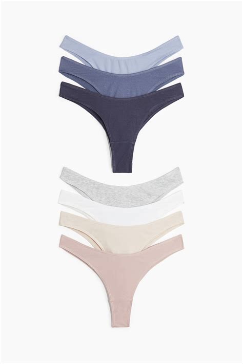 7-pack cotton Brazilian briefs - Powder pink/Dark blue - Ladies | H&M IN