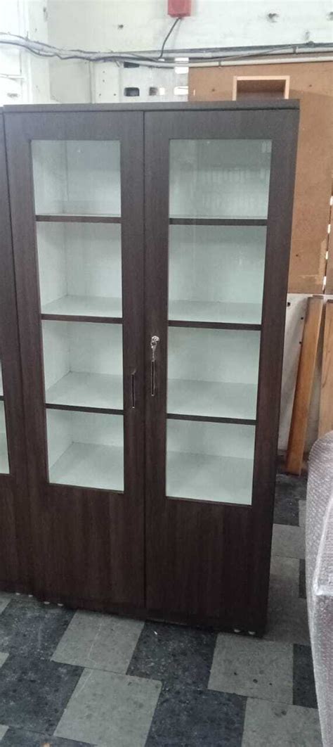 SAF Glass 2 Door Book Shelf|77X36X16|Walnut||MP Cabinet