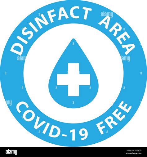 Round symbol for disinfected areas of Covid-19. Covid free zone.Vector ...