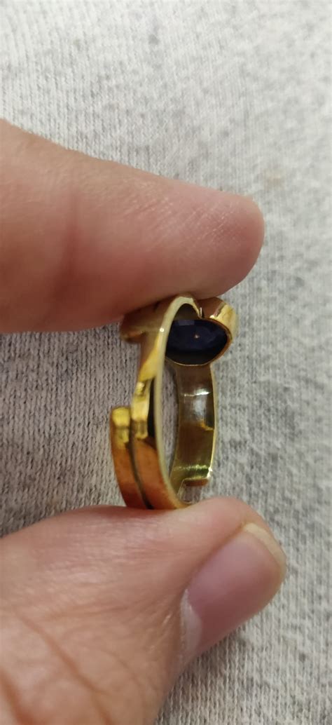 Gemorio Blue Sapphire Neelam 3cts or 3.25ratti Stone Panchdhatu ...