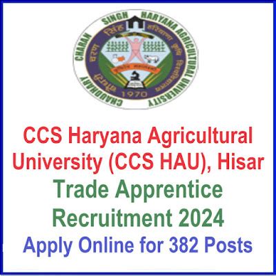 CCS Haryana Agricultural University (CCS HAU), Hisar Trade Apprentice ...