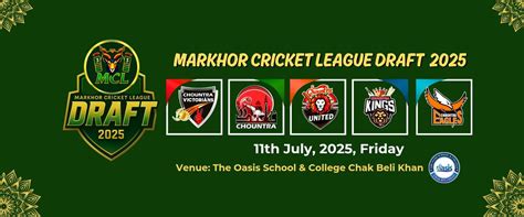 Markhor Cricket League 2025 Drafts, The Oasis School & College Chak ...