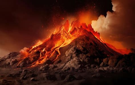 Intense moment volcano eruption in progress | Premium AI-generated image