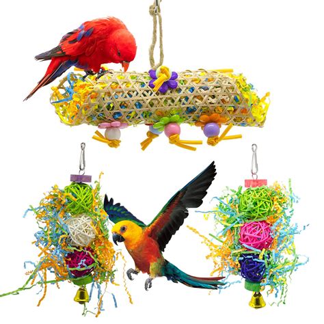 SHANTU 3Pack Bird Chewing Toys Foraging Shredder Toy Parrot Cage ...