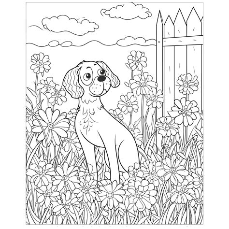 Flower Dog Coloring Book Pages for Adults 23591233 Vector Art at Vecteezy