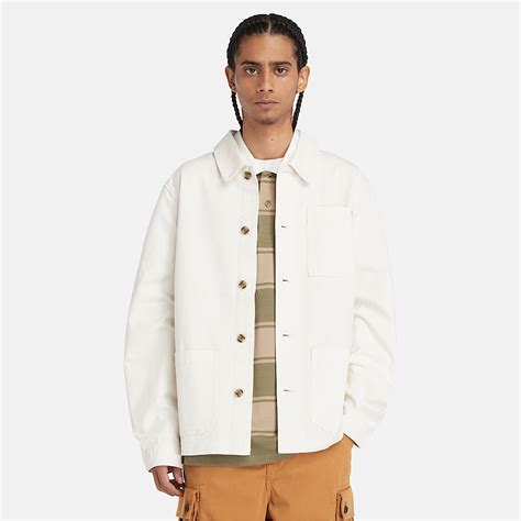 Kempshire Washed Canvas Chore Jacket for Men in White