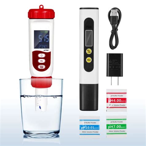 Digital pH Tester, pH Meter for Water with ATC Rechargeable pH Tester 0 ...