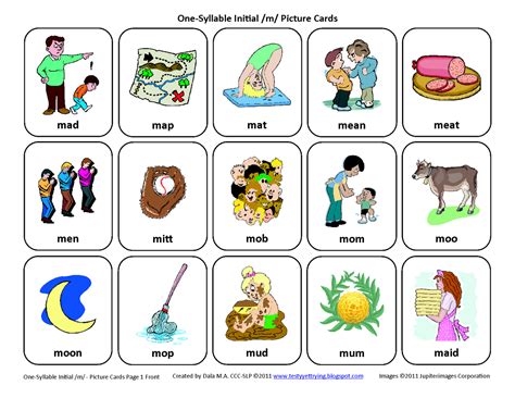 Testy yet trying: Initial M: Free Speech Therapy Articulation Picture Cards