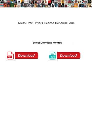 Fillable Online Texas Dmv Drivers License Renewal Form. Texas Dmv ...