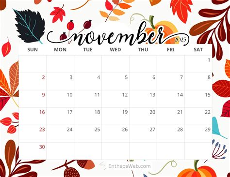 November Printable Calendar 2025 | Calendar Printable