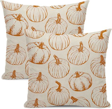 Amazon.com: Fall Throw Pillow Covers 18 x 18 Set of 2 Burnt Orange ...