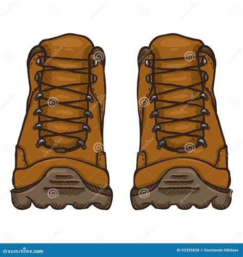 Vector Cartoon Illustration - Brown Extreme Hiking Boots. Stock Vector - Illustration of ...