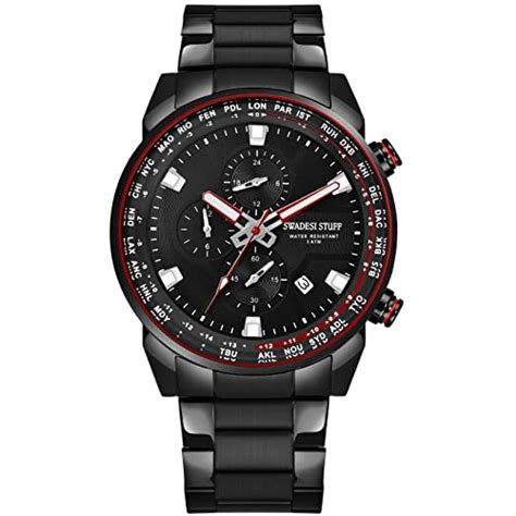 SWADESI STUFF Coupe Chronograph Black Dial Premium Luxury Stainless ...