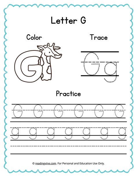 Tracing Letter G | Worksheets for Preschool