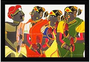Braj Art Gallery Three Women Talking to a Man Thota Vaikuntham Painting ...