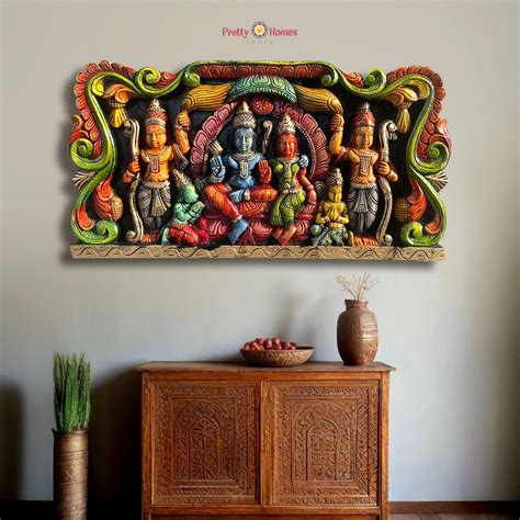 Ram Darbar – Horizontal Handcarved 24-Inch Wooden Wall Panel – Pretty ...