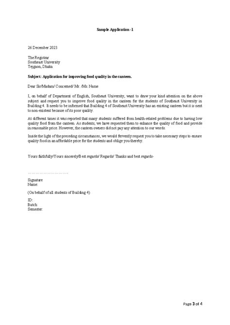 Image result for Application Writing Sample