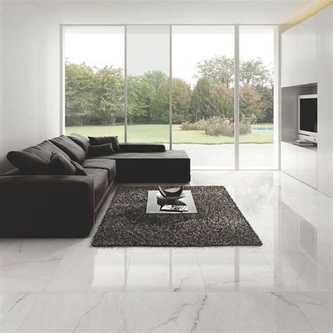 Agora white marble effect gloss ceramic floor tiles 45x45cm – Artofit