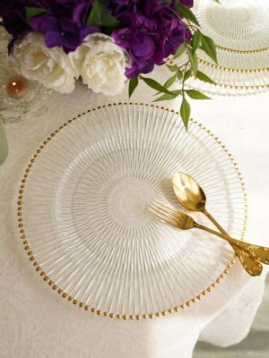 Buy Pure Home + Living Set of 2 Clear and Gold Ribbed Charger Plates ...