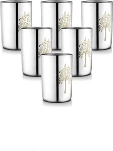 Vikas Metal (Pack of 6) STAINLESS STEEL DRINKING GLASS Glass Set Water ...
