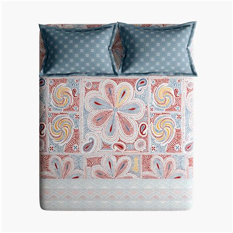 Buy PORTICO Jatra Cotton 220TC Printed 3Pcs Super King Bedsheet Set ...