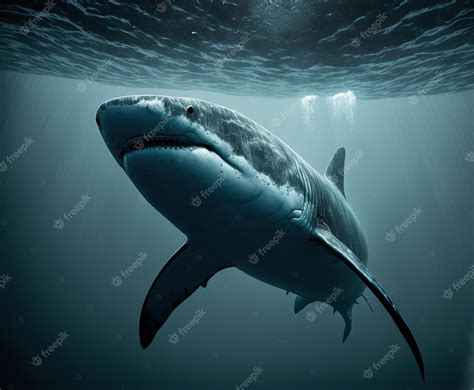 Premium Photo | A predator great white shark swimming in the ocean generative ai - predators of great white sharks