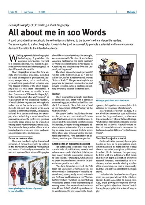 Image result for Short Biography Examples