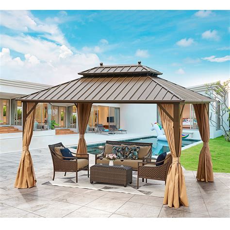 Buy EROMMY 10 X 13 Hardtop Gazebo Galvanized Steel Outdoor Gazebo ...