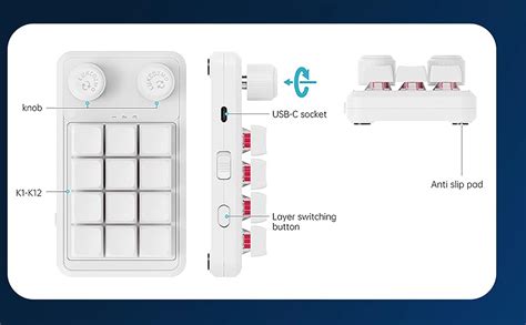 Macro Pad Programmable Keypad Customized 12 Key Mini Mechanical Gaming ...