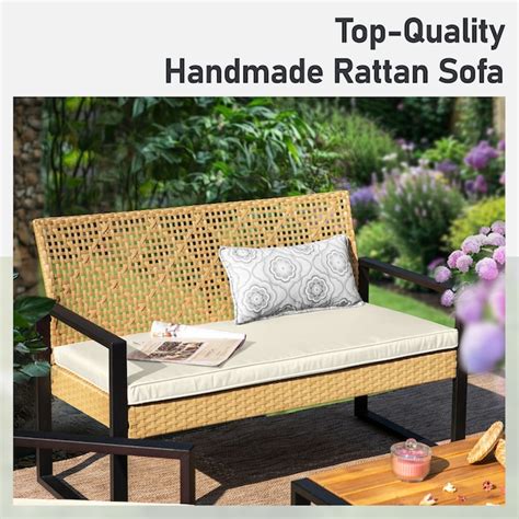 Sunshine Valley 3-Piece Rattan Patio Sofa Conversation Set with Red ...