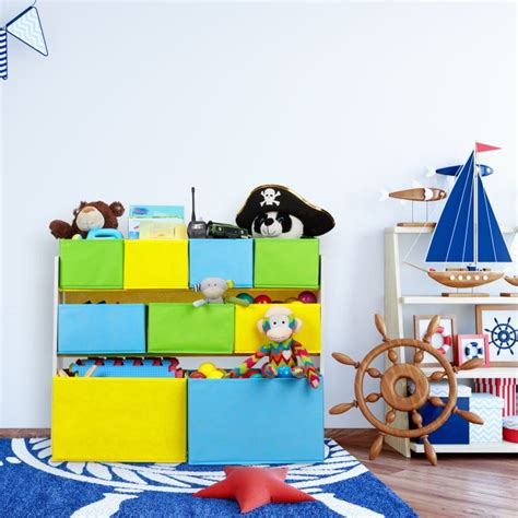 Children's Shelf with Motif and 9 Boxes