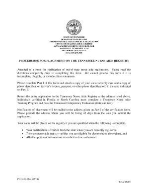 Tennessee Verification Of Out Of State Nurse Aide Registration ...