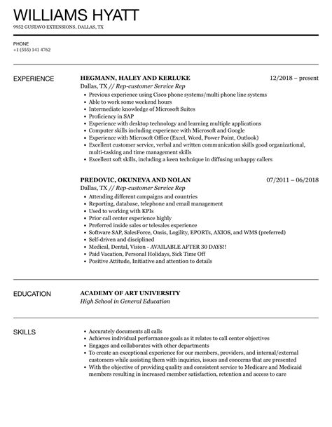 Customer Service Rep Resume Sample 的图像结果
