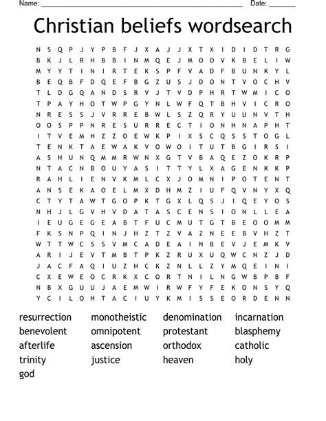 Christianity - Beliefs & Teachings Crossword - WordMint