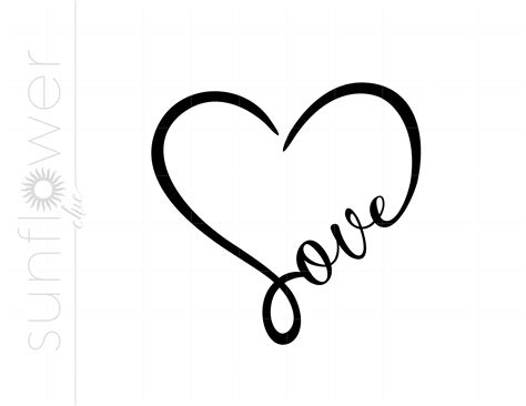Love Script Heart SVG Clipart Love Script Heart Silhouette - Etsy Ireland - silhouette of love