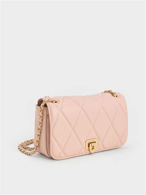 Light Pink Arwen Diamond-Quilt Braided-Strap Shoulder Bag - CHARLES ...
