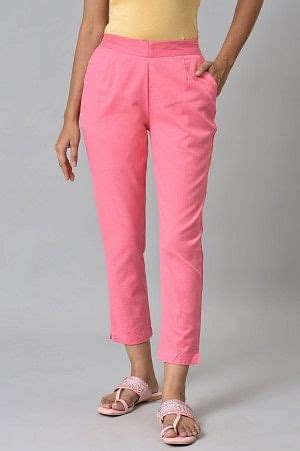 Buy Pink Cotton Flax Women Trousers Online for Woman | Shop for Aurelia
