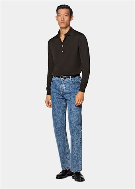 Men's Polos - Cashmere & Cotton Long Sleeve Polos | SUITSUPPLY India